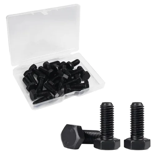 Vista 10 de Tornillos hexagonales M6, pernos de cabeza hexagonal M6-1.0 x 16mm, acero al carbono Grado 8.8, acabado de óxido negro, rosca completa, pernos