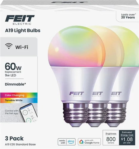 Vista 6 de Feit Electric - Bombillas inteligentes A19 RGBW que cambian de color, 60 W Eq - 1 paquete