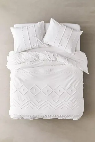Vista 2 de INDACORIFY Juego de funda de edredón copetuda, funda de edredón de microfibra ligera, ropa de cama blanca de 3 piezas preencogida