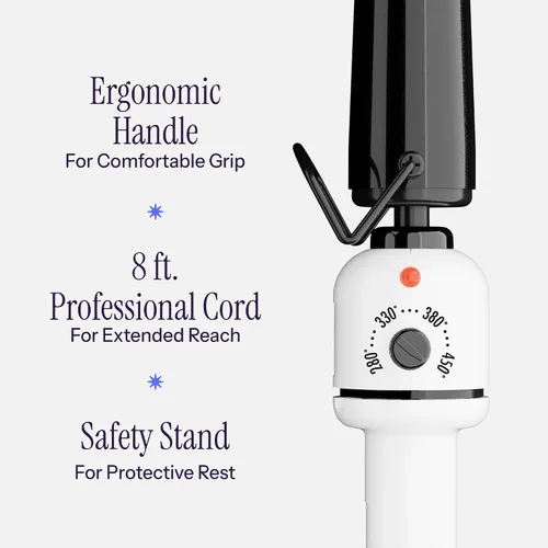 Vista 5 de HOT TOOLS Rizador cónico extra largo profesional de cerámica nano para rizos brillantes, 3/4 a 1 1/4 pulgadas Barril cónico de 3/4 a 1.25 pulgadas