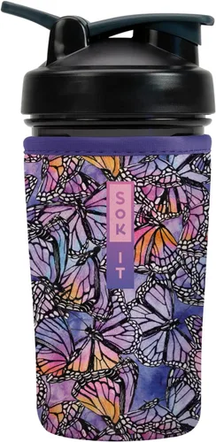 Vista 12 de Sok It BotlSok Botella Mezcladora de Proteínas con Funda Aislante de Neopreno (Floral Abstracto, Se Ajusta a Mezcladoras de 24oz)