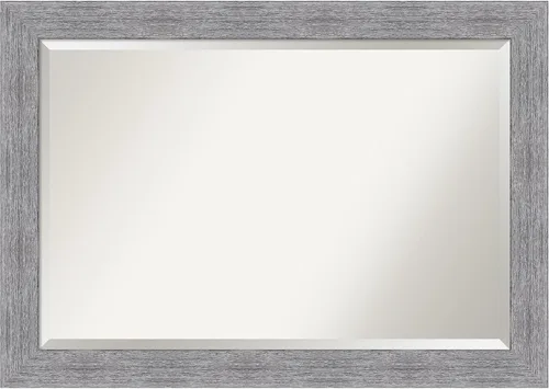 Vista 15 de Amanti Art Brown Wall Mirror 25x21 Bark Rustic Char Rectangle Bathroom Mirror for Wall Decor Living Room, Small Rustic Farmhouse Frame, Hangs