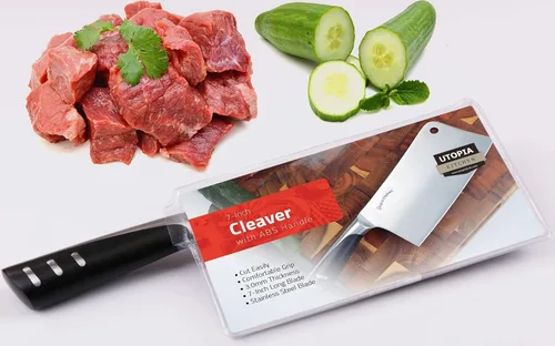 Vista 6 de Utopia Kitchen Cuchillo Cleaver de 7 pulgadas de Acero Inoxidable Cuchillos de Chef Carnicero para Carne, Verduras Cuchillo de Chef de Cocina