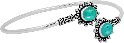 Vista 4 de Natural ojo de tigre malaquita piedra lunar brazalete 0.276x0.354in forma ovalada piedra preciosa 925 plata superposición brazalete hecho a mano