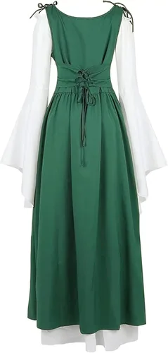 Vista 4 de Aiysiyu Renaissance Dress Women Medieval Dress Renaissance Costumes for Women Chemise Irish Over Dress Renaissance Fair Dress
