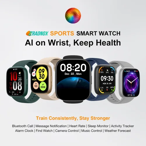 Vista 9 de Reloj inteligente con Alexa y llamadas Bluetooth, pantalla táctil HD de 1.83 pulgadas, reloj de fitness con monitor de frecuencia cardíaca/sueño, 30
