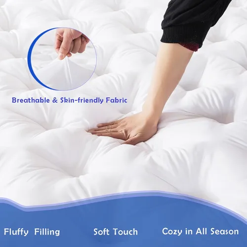 Vista 3 de WhatsBedding Cubrecolchón de espuma viscoelástica de 5 pulgadas para dolor de espalda, relleno de relleno suave y transpirable, cubrecolchón grueso