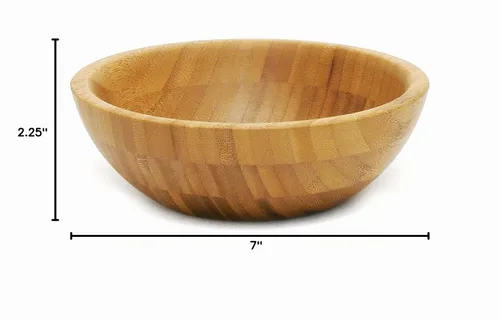 Vista 6 de Lipper International Ensaladera de madera de bambú, pequeño, 7 pulgadas de diámetro x 2.25 pulgadas de alto, tazón individual
