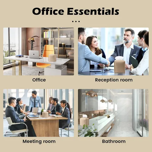 Vista 5 de Funda cuadrada para caja de pañuelos de piel sintética moderna para decoración creativa, paquete de 2, ideal para baños, oficina, coche, mesita