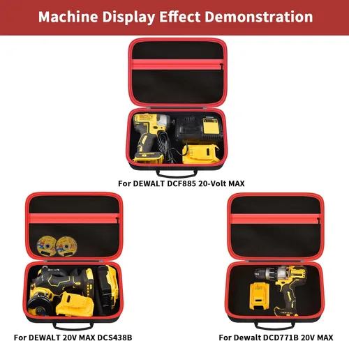 Vista 4 de Estuche rígido de almacenamiento para taladro DEWALT, amoladora angular, para inflador de neumáticos AstroAI y más, funda de transporte EVA de 12 x
