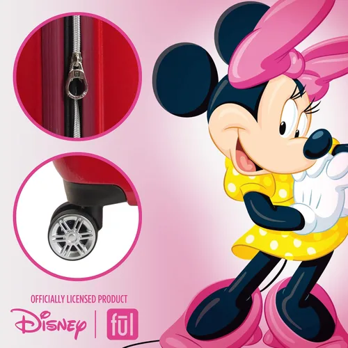 Vista 7 de FUL Disney Minnie Mouse Patchwork - Juego de equipaje con ruedas de 3 piezas, maleta rígida con ruedas, 21, 25 y 29 pulgadas, color rojo, Rojo