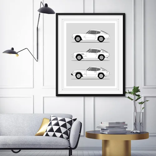 Vista 6 de Idea Network Póster hecho a mano compatible con Triumph GT6, arte de pared hecho a mano, decoración de Triumph GT6 MK I II III Generations History