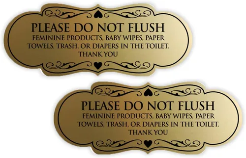 Vista 15 de Signs ByLITA Designer Please Do Not Flush Etiqutte Letrero (negro) - Pequeño 1 paquete