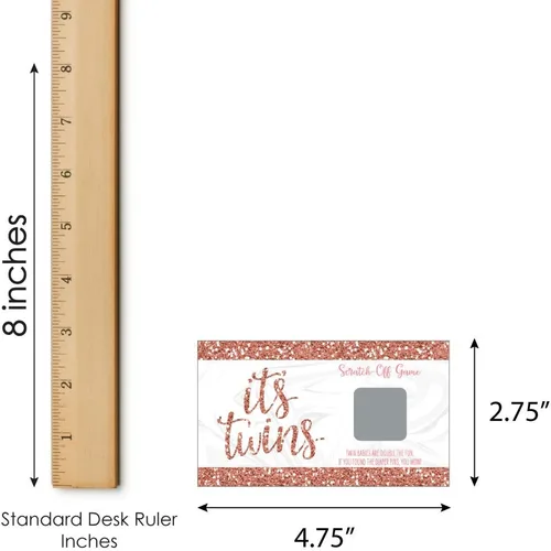 Vista 6 de Big Dot of Happiness It's Twin Girls - Juego de tarjetas raspar para baby shower, color rosa y oro rosa, 22
