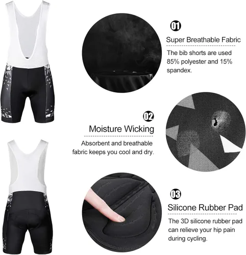 Vista 6 de INBIKE Conjunto de camiseta de ciclismo de manga corta transpirable para hombre con pantalones cortos acolchadospantalones cortos de babero