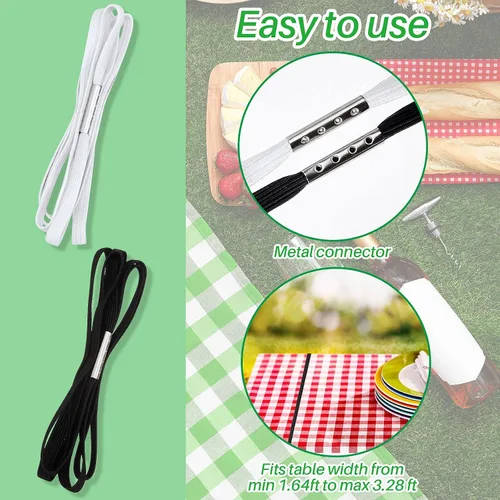 Vista 3 de Riakrum Correa elástica ajustable para mantel de mesa, cuerda elástica ajustable para sujetar la cubierta de mantel para picnic al aire libre