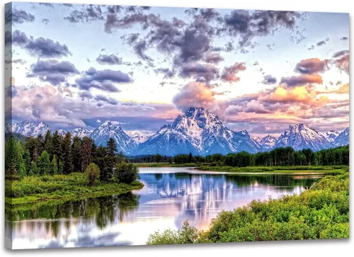Vista 10 de SKASNFAI Arte de Pared en Lienzo del Parque Nacional, Pintura de Paisaje Natural de Montaña, Arte Enmarcado para Decoración del Hogar, para Sala