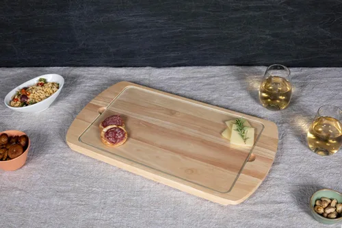 Vista 4 de Picnic TIME Disney Princess - Tabla de queso de Cenicienta con parte superior de vidrio, bandeja para servir, tablas de queso, tablas de embutidos
