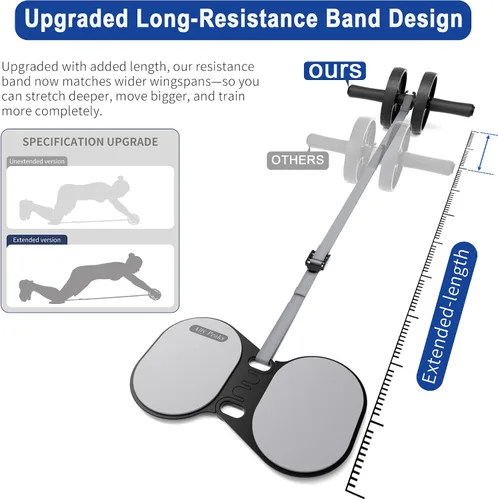Vista 3 de Ally Peaks Rueda de rodillo abdominal con resistencia ajustable, abdominales de rebote automático y equipo de entrenamiento de núcleo