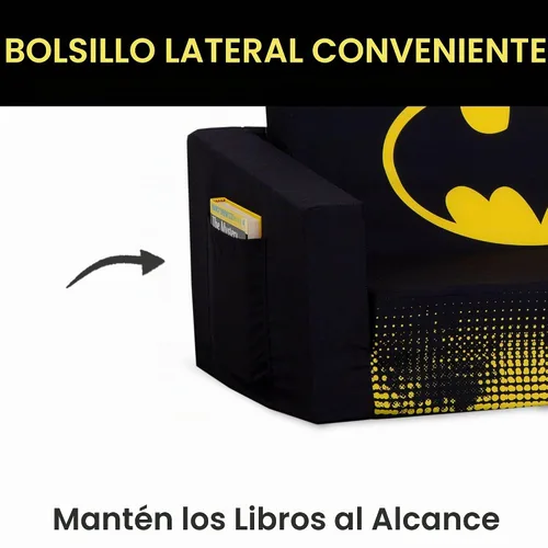Vista 8 de Delta Children Cozee - Sofá abatible 2 en 1, sofá convertible a tumbona para niños, Batman