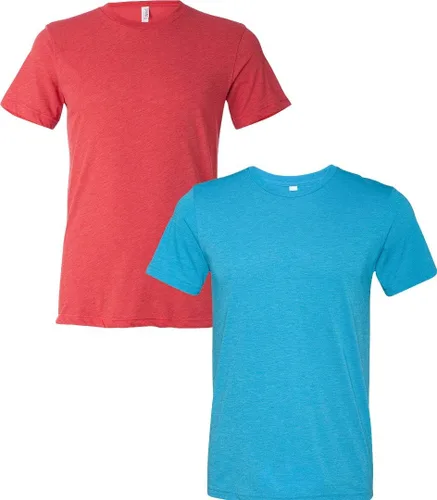 Vista 188 de Bella Canvas 3413c para hombre (1) Triblend verde + (1) Triblend rojo