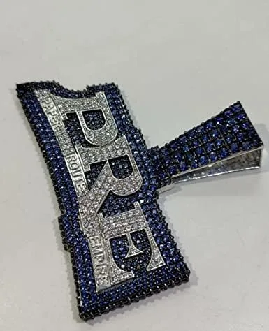 Vista 6 de DTJEWELS - Juego de puntas de corte redondo de 3.00 quilates con diamantes y zafiro azul para hombre, con nombre personalizado, plata de ley 925