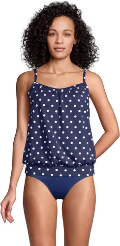 Vista 3 de Lands' End Traje de baño tankini largo resistente al cloro para mujer, con tirantes ajustables