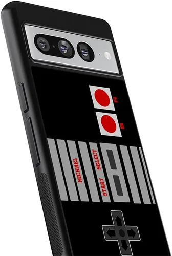 Vista 2 de Funda de goma negra personalizada con controlador de videojuegos retro compatible con Google Pixel 10, 10 Pro, 10 Pro XL, 9a, 9 Pro, Pixel 9, Pixel