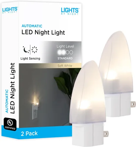 Vista 12 de Lights by Night Luz nocturna LED enchufable, luz nocturna enchufable a la pared, sensor de atardecer a amanecer, blanco cálido, dormitorio, baño