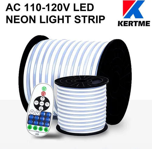 Vista 3 de Tira de luces LED de neón tipo AC 110-120V, tira de luz de neón LED flexible/impermeable/regulable/multimodos + control remoto de 23 teclas