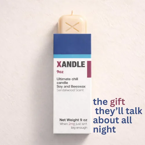 Vista 2 de Xanax - Vela con caja de regalo, XANDLE, velas geniales, regalos de elefante blanco, velas divertidas, velas novedosas, regalos divertidos