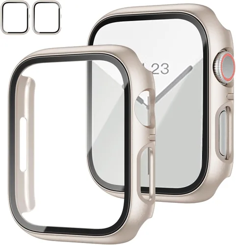 Vista 17 de JZK - 2 fundas con protector de pantalla de vidrio templado para Apple Watch Series 3/2/1 de 38 mm, ultradelgadas, de cobertura completa Negro/Negro