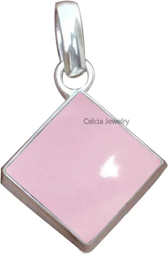 Vista 4 de Colgante de plata de ley 925 maciza para hombres y mujeres, auténtico ónix negro plano, cuadrado, colgante único hecho a mano para ella y él