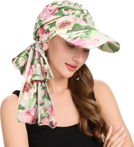 Vista 39 de ZLYC Gorro de quimioterapia para mujer, visera para la cabeza, bufanda preatada, gorra ligera de calavera Blanco sólido