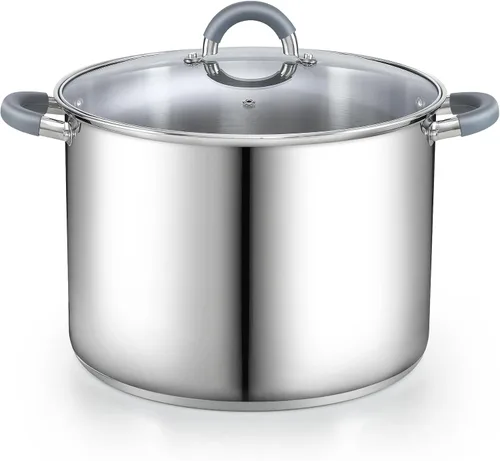 Vista 20 de Cook N Home Olla de acero inoxidable de 3 cuartos de galón, olla pequeña con tapa de vidrio, olla básica para saucier, asas de silicona que se