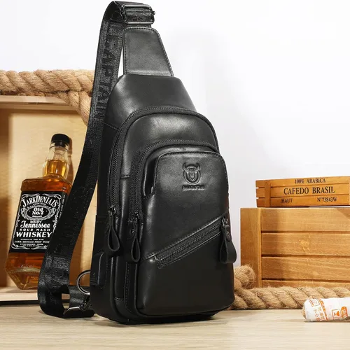 Vista 108 de LUKZIJAES Bolso bandolera de cuero genuino para hombre