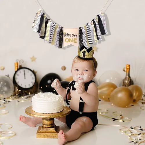 Vista 5 de Notorious ONE - Cartel para silla alta de primer cumpleaños – The Big One Smash Cake Garland