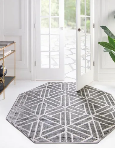 Vista 33 de Unique Loom Matrix Trellis Collection - Alfombra de área, diseño (2 pies x 6 pies 1 pulgada, color azul/marfil)