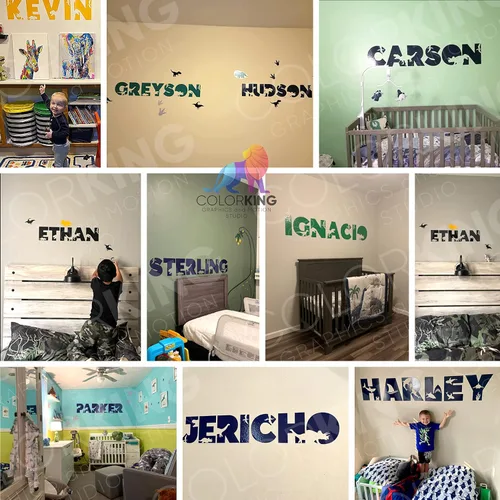 Vista 5 de Nombre de pared personalizado de animales del bosque, decoración de guardería de animales de bebé, decoración de guardería para niños o niñas