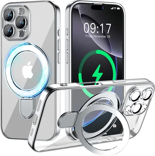 Vista 7 de Funda magnética para iPhone 14 Pro con soporte invisible [compatible con MagSafe] [protector completo de lente de cámara]