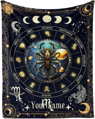 Vista 28 de Manta del Zodiaco Acuario para Niños y Niñas, Diseño Temático de Astrología Secreta Impreso, Mantas de Tiro para Niños, Regazo, Silla, Manta Suave