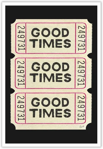 Vista 21 de Póster vintage negro con texto en inglés "Good Times" (Good Times) para habitación negra, estética, arte de pared, bar, carrito, impresiones