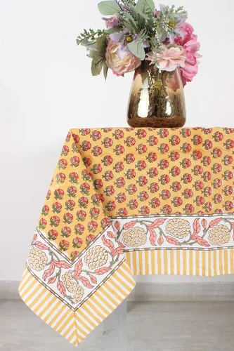 Vista 81 de Ridhi Mantel rectangular con estampado de bloque de mano verde espárragos Espárragos Verde Gadd
