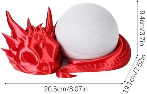 Vista 7 de Dragon - Soporte de altavoz para Echo Dot 4ª/5ª generación, soporte de escritorio impreso en 3D, negro (oro negro)