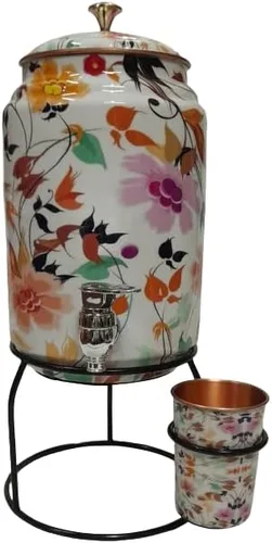 Vista 3 de Ornatate International - Enfriador de agua de 5 litros y vidrio con soporte para cocina, dispensador para el hogar, dispensador de agua de galón