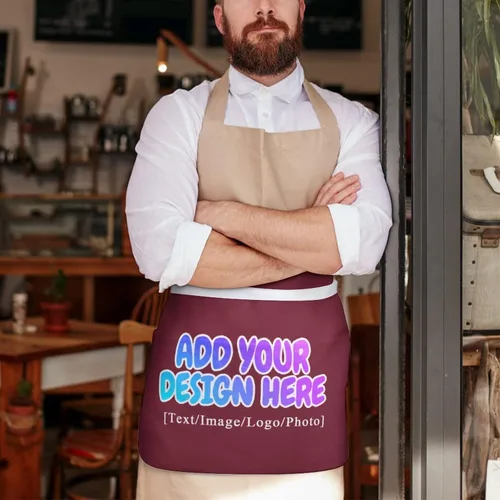 Vista 212 de AXKEUDO Delantal personalizado con bolsillos, delantales de cintura para camarera para cocinar en casa, restaurante, servir trabajo