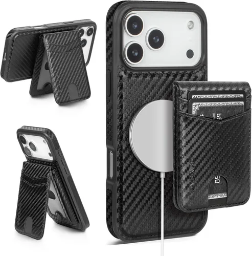 Vista 67 de SkyEagle - Funda tipo cartera compatible con MagSafe para iPhone 11, color negro Detachable Magnetic Credit Card Holder,RFID Blocking,PU