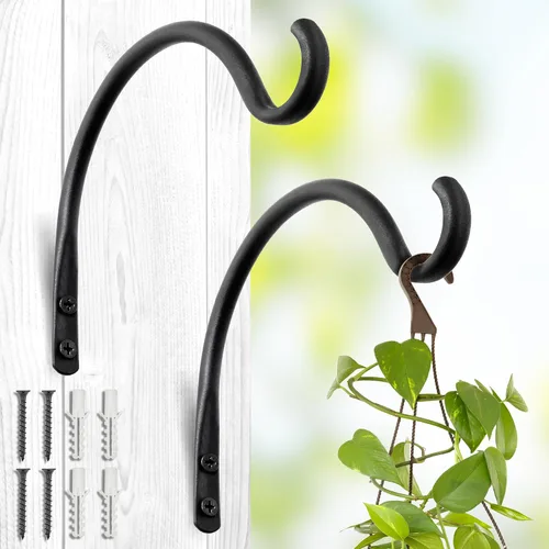 Vista 12 de Qiang Ni Colgador de plantas de alta resistencia, soporte de metal para plantas de montaje en pared de 16 pulgadas, 80 libras, para interiores