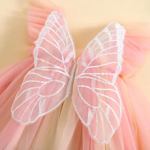 Vista 4 de Dcohmch Disfraz de Halloween para niña pequeña, alas de hada, mariposa, sin mangas, tutú