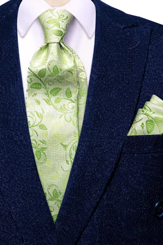 Vista 250 de Hi-Tie Corbatas de seda para hombre, diseño de cachemira a rayas, con bolsillo, gemelos cuadrados, conjunto formal de negocios